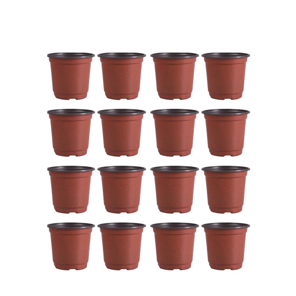 30PCS Plastic Flowerpot Creative Breathable Flower Pot Succulents Flower Pot Basin Pot - Diameter 150mm (Brown, Random Bottom