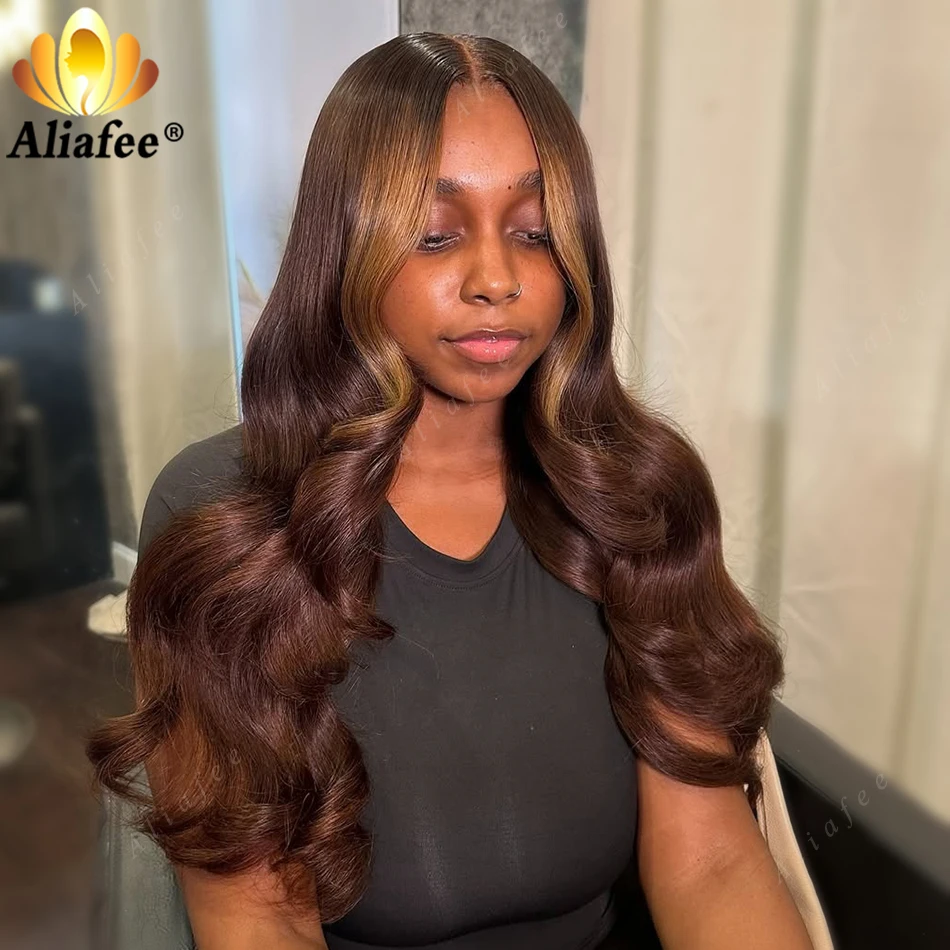

HD Lace Pre Plucked Brown Blonde 13x6 Body Wave Wigs Human Hair for Women 13x4 Lace Frontal Wigs 200% Density Highlight Wigs