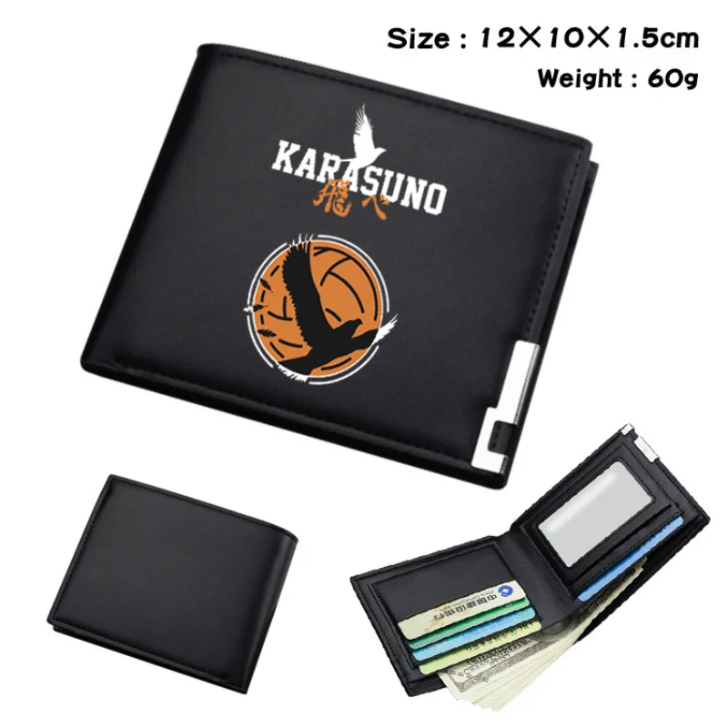 

Anime Haikyuu!! Bifold Wallet Men's Black PU Leather Wallets Photo Card Holder Boys Girls Kawaii Coin Purse Kids Birthday Gift