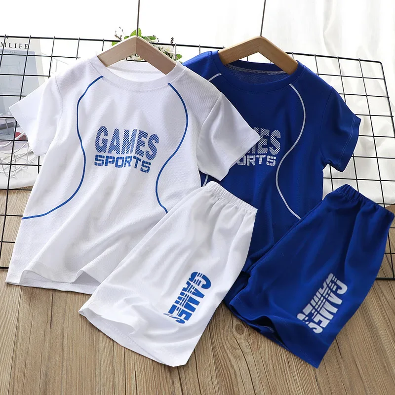 Children\'s Clothing Sets Letter Printed Short-sleeved Tops + Shorts 2Pcs Sets Kids Boys Clothes Baby Boy Outfit Set Basketball