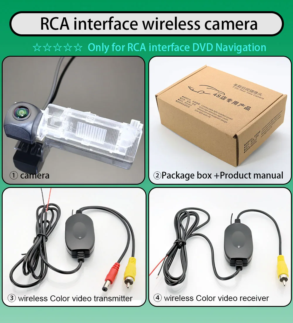 

2,4 ГГц Беспроводная камера заднего вида рыбий глаз HD для Skoda Superb Fabia Октавия Рапид 3 для VW Passat Sagitar Toureg Lavida