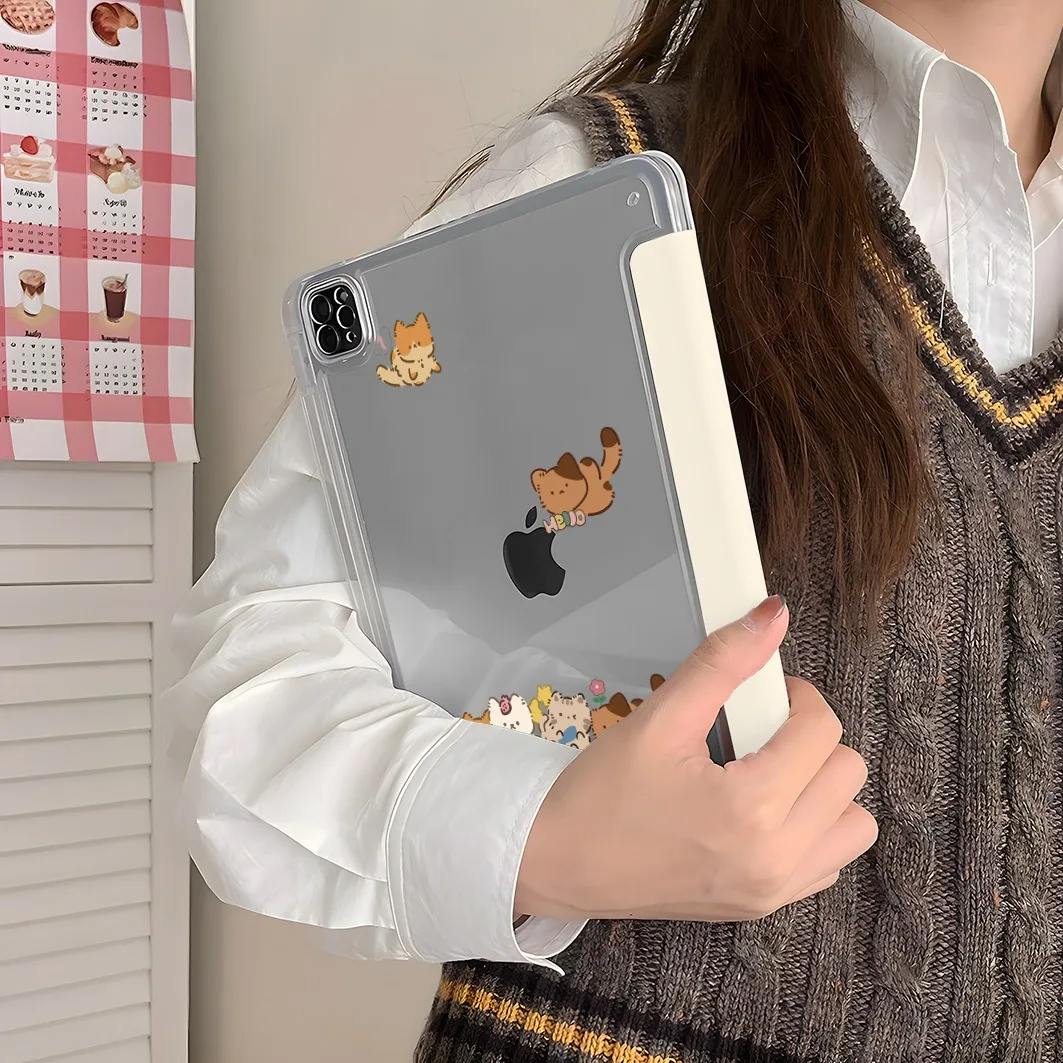 Hello Cat Pen Slot Tablet Case For Mini 7 6 iPad Pro 2024 2022 2021 2020 2019 2018 2017 11 10 9 8 7 6 5 Air7 6 5 4 3 2 1 Cover 4