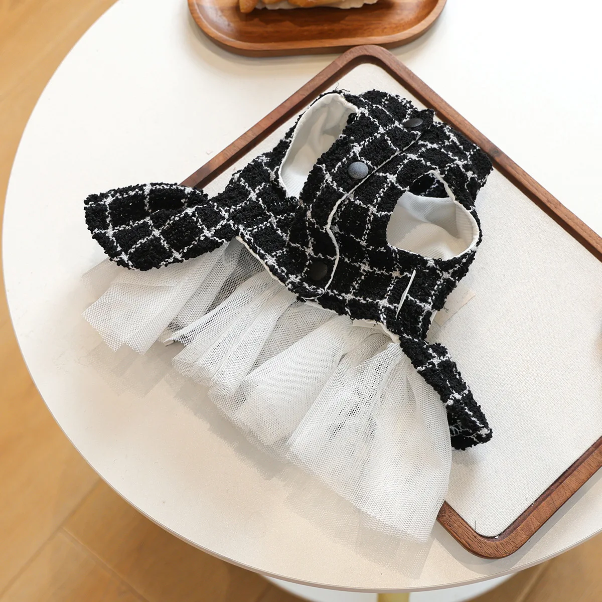 Luxuriöses Rosen-Hundekleid für den Winter, dickes Prinzessinnenkleid mit Schleife, Hochzeitskleid für kleine Haustiere, Katzenkostüm, Rock für Terrier, Yorkies, Mops – Detail 12