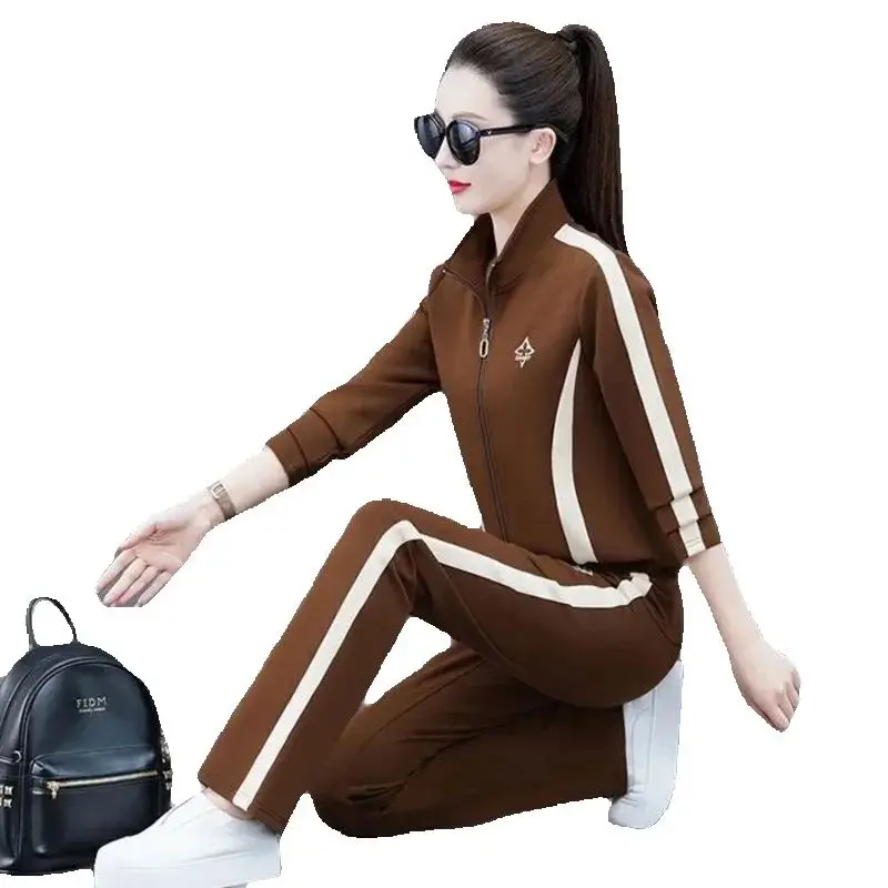 女性のスポーツウェアセット,新しいファッション,レジャートラックスーツ,クロップトップとパンツ,2ピース,2022
