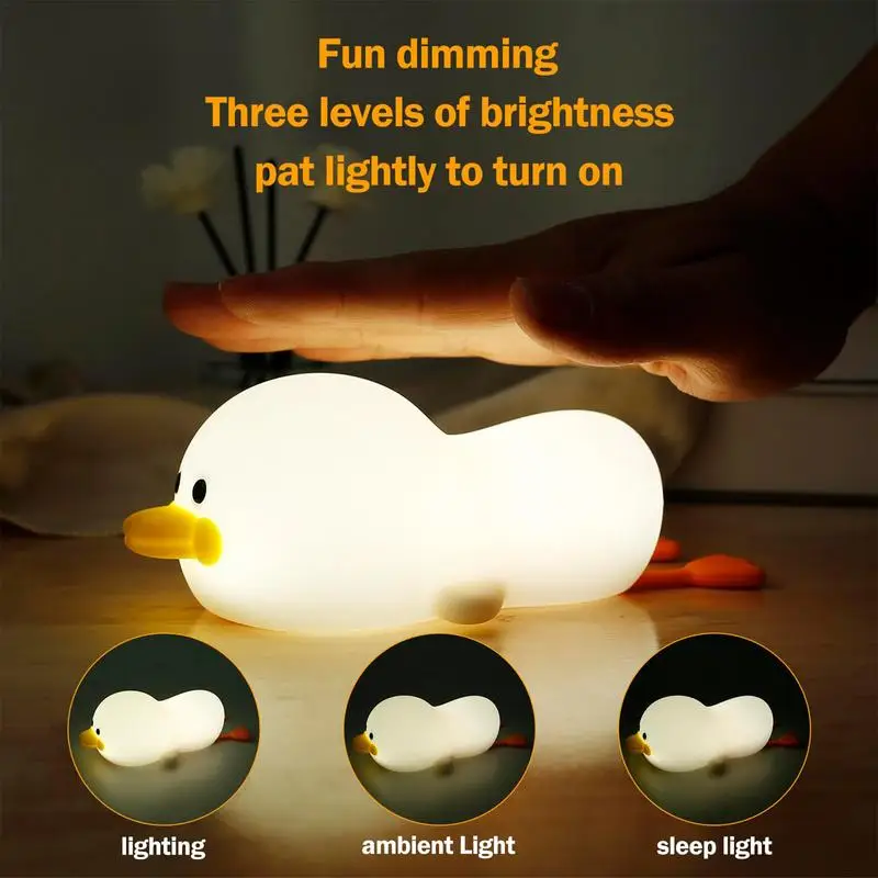 Silicone Duck Night Light Dimmable Nursery Nightlight Bedside Lamp With Touch Sensor And 30/60 Minutes Timer For Breastfeeding