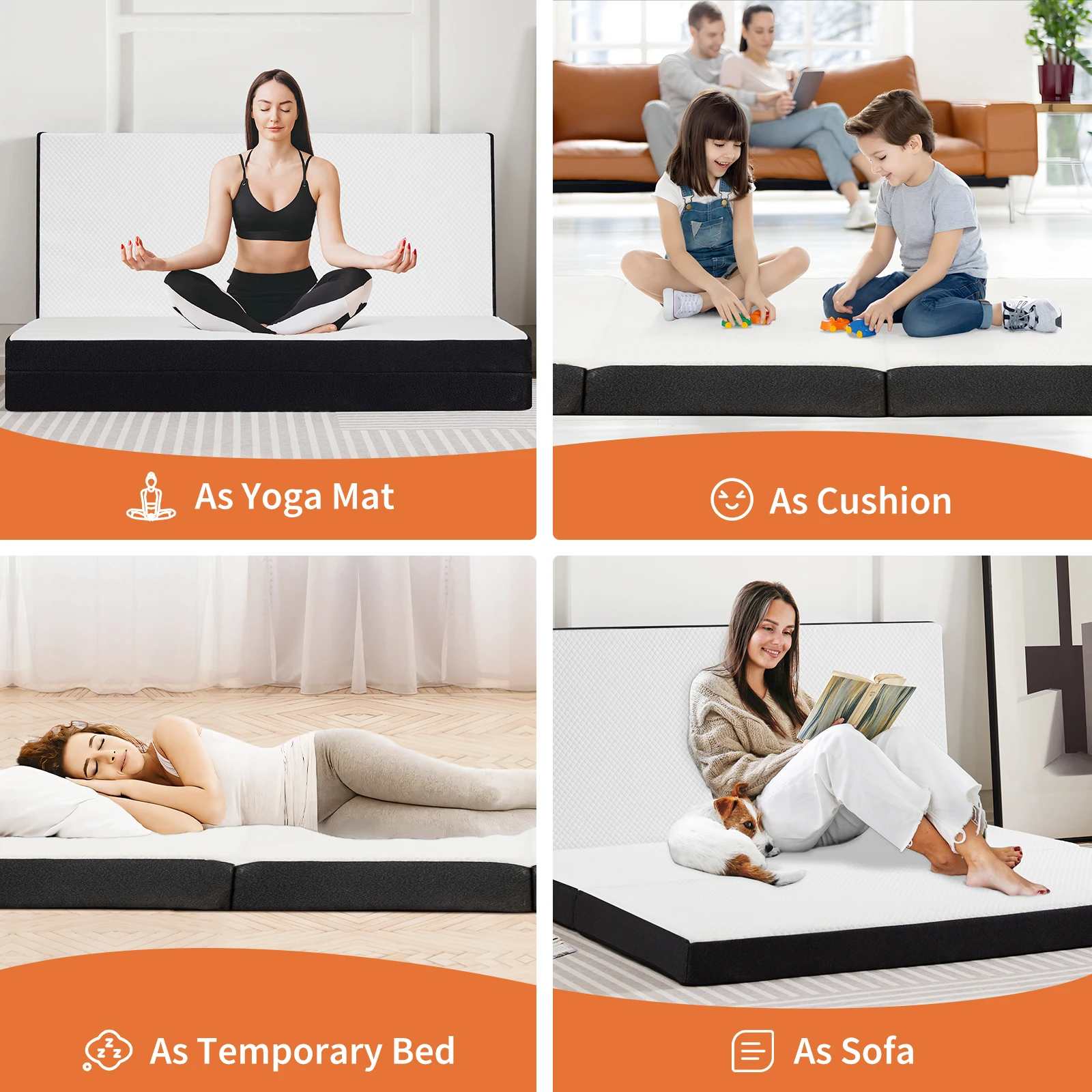 JHK Tri-Fold Memory Foam Mattress with Collapsible and Washable Cover Portable Floor Bed with CertiPUR-US Certified for Travel image 5