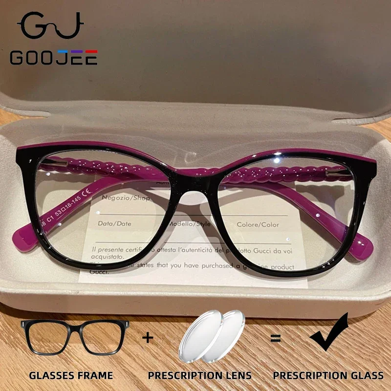 

GOOJEE New Fashion Anti Blue Light Prescription Glasses Women Progressive Photochromic Reading Glasses Luxury Myopia Eyewear