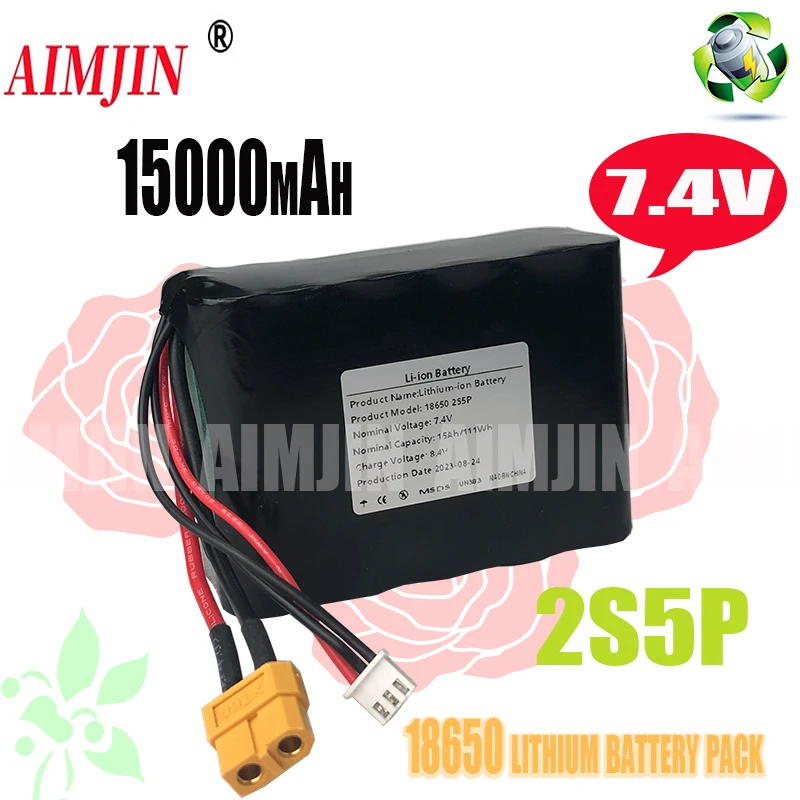 

AIMJIN 7.4V 15Ah 18Ah 2S5P 8.4V High Capacity UAV Rechargeable Li-ion Battery For Various RC Airplane Quadrotor XH2.54-3P XT60