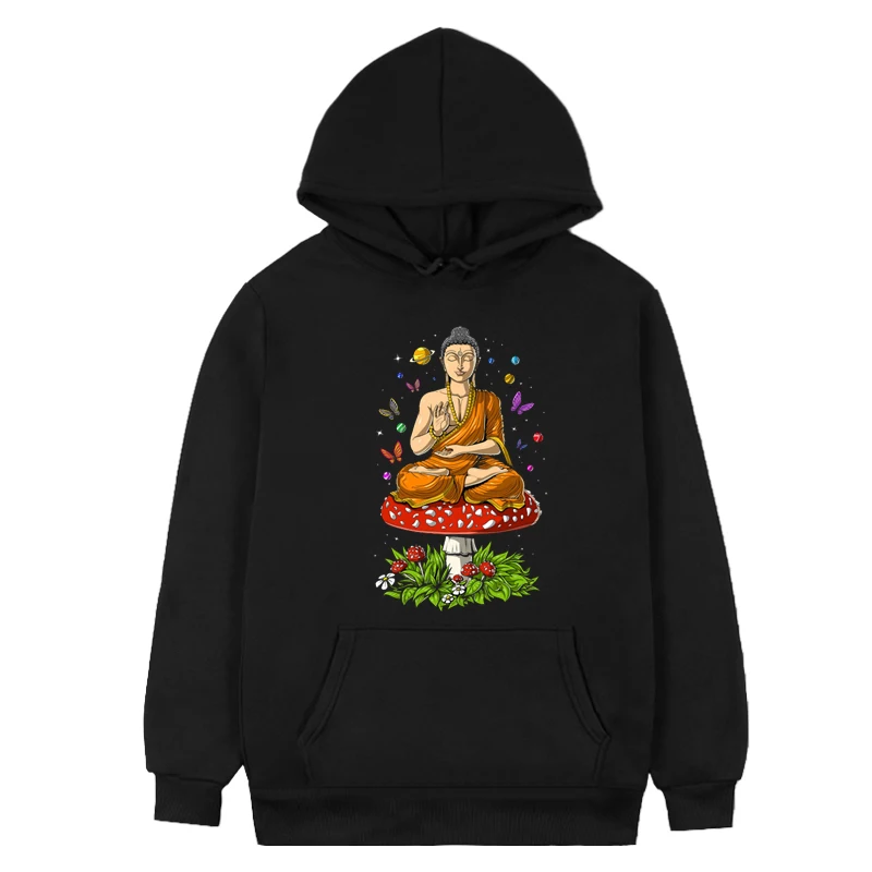 2023 Buddha Hippie Shrooms Psychedelic Magic Mushrooms Fleece Hooded Men Women Sweatshirts Harajuku Casual Sportswear Pullover