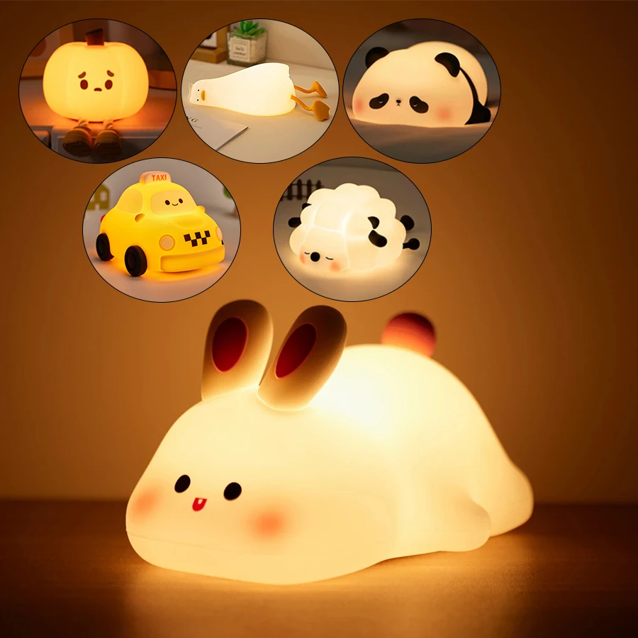 

Animal Led Night Light Rechargeable Dimmable Silicone Table Lamp Children's Night Light for Nursery Bedroom Cute Birthday Gift