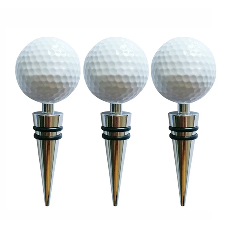 1PC Silver Golf Ball Wine Bottle Stoppers Beer Beverage Bottle Stoppers Bottles Sealer Alloy Kitchen Bar Tool Golfer Lover Gifts