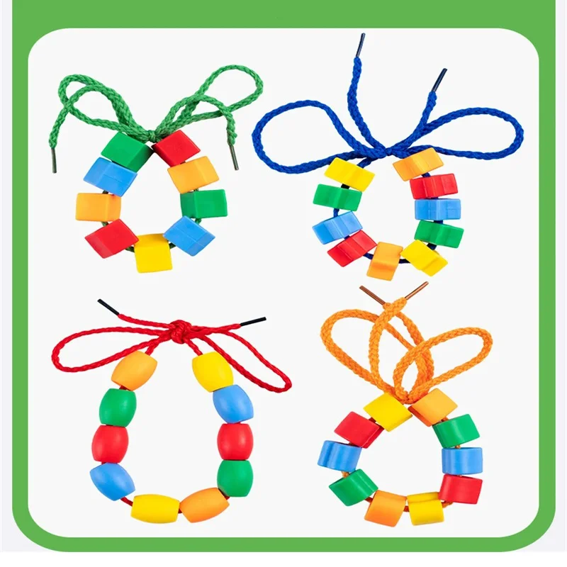 Beads Toys Plastic Children Handmade DIY Puzzle Early Education Toy Rope Threading Games Kids Self Made Bracelet Necklace Gifts