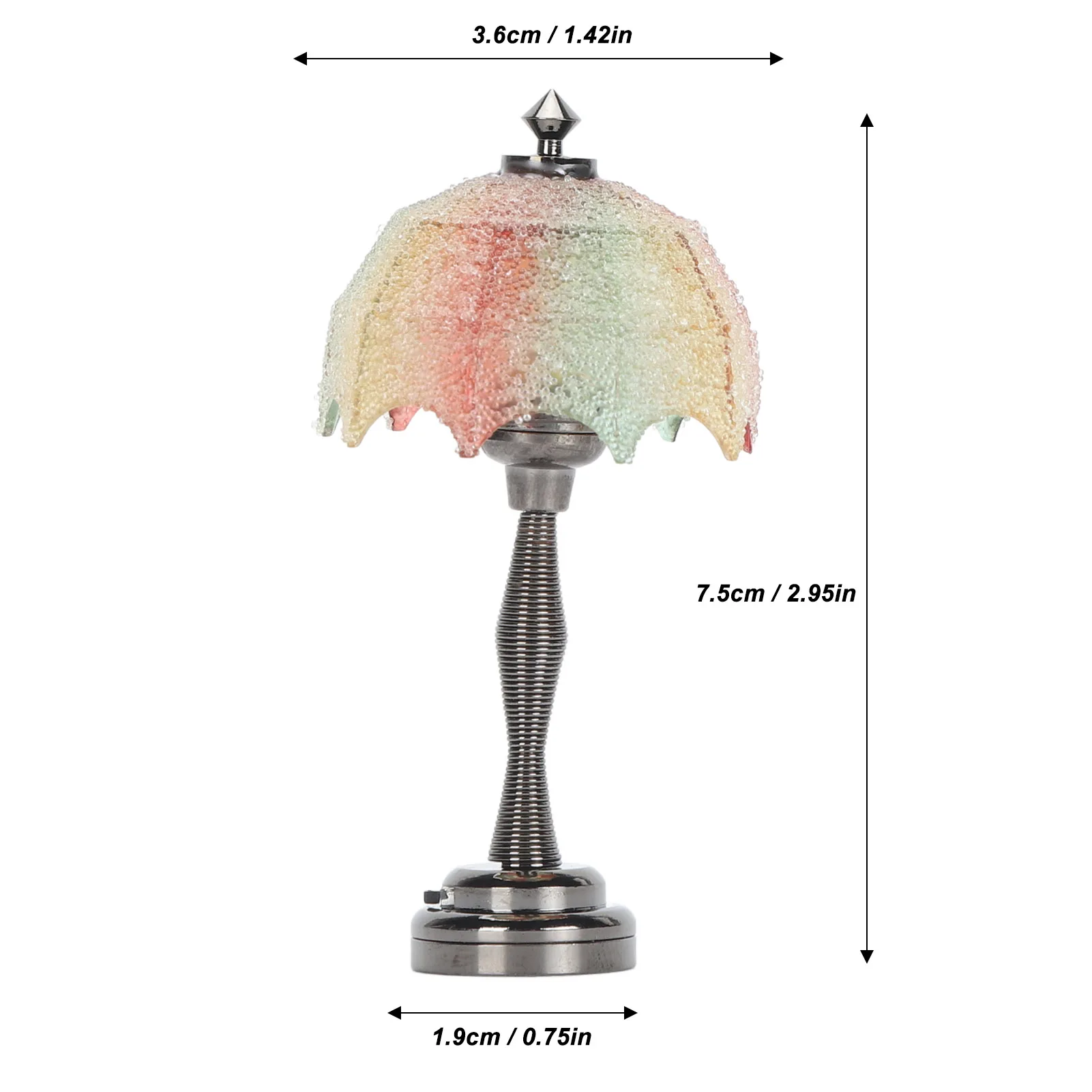 ZK20 Mini Dollhouse Floor Lamp Miniature 1:12 Scale Doll House LED Light Furniture Accessories Decor Color Particle Lampshade