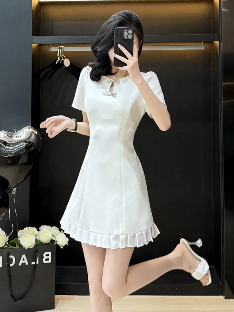 Verano ort Sve Knot Dr Mujer Cintura Cinching Adelgazante Diseño único Sensación de alta gama Little Bla Dr