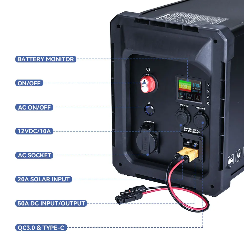 Lithium AGM Lead-acid Gel Diy 200ah Empty Metal Diy waterproof 12v Aluminum Energy Storage  Battery Box With 2500W Inverter