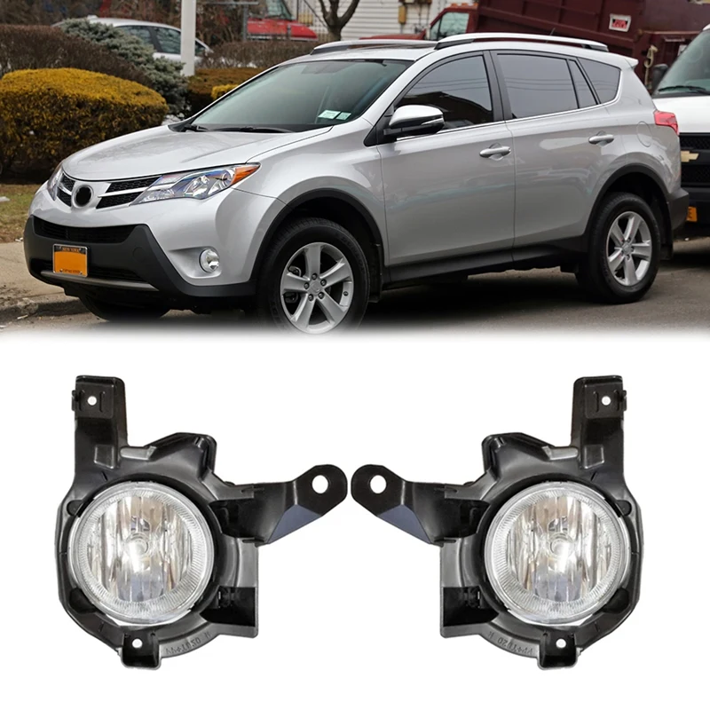 

1Pair Car Front Bumper Fog Lights Assembly Driving Lamp Foglight With Bracket For Toyota RAV4 2013 2014 2015