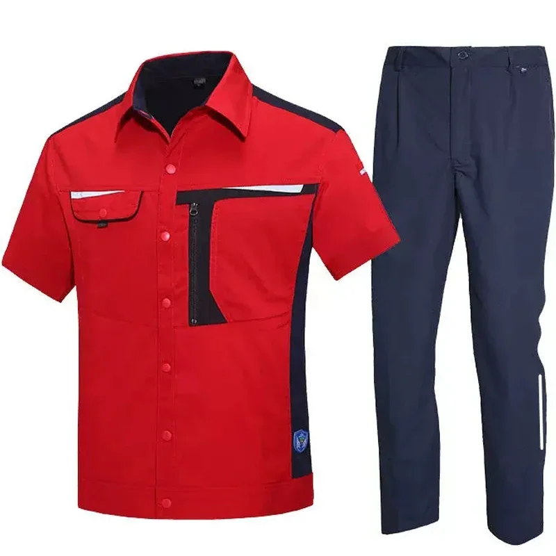 Sommer Hemd und Hose Anzug Werkstatt Uniformen Set Männer Mechanick Reflektor