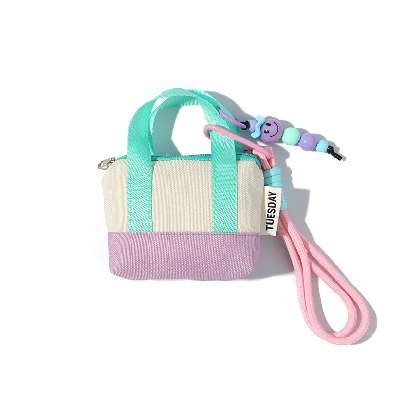Multi-Functional Headphone Bag New Autumn Collection Canvas Pouch Color-Block Backpack Charm Korean-Style Fashion Coin Bag