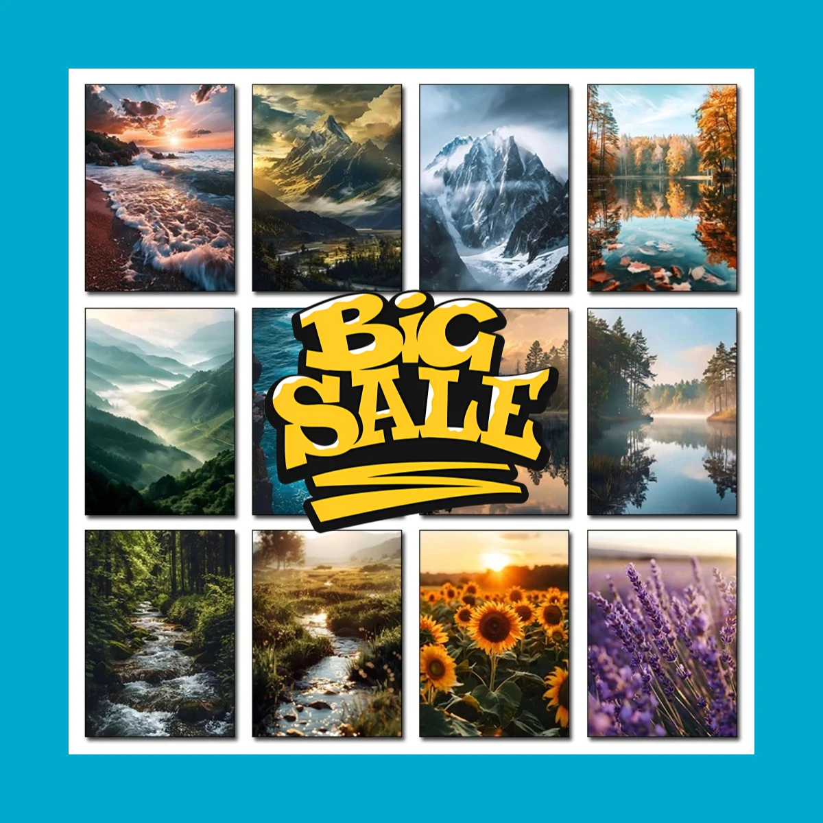 World Natural Scenery Landscape Sea Mountains and Rivers Poster Canvas Painting Wall Art Scenery Pictures Living Room Home De