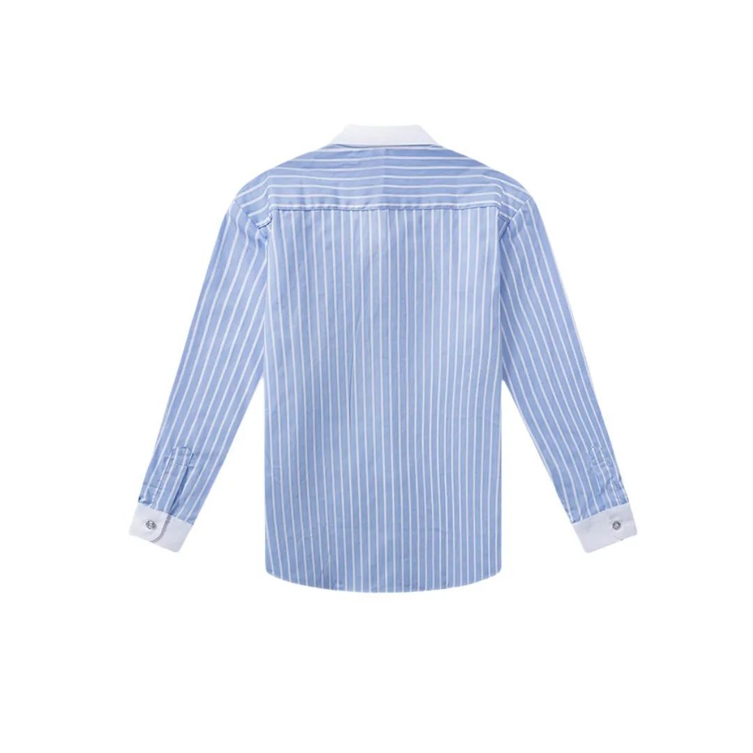 Boys Red Blue Shirts Long Sleeves Cotton Children's Formal Blouse Size 110-150 Teen Boy Stage Wedding Graduation Party Costumes