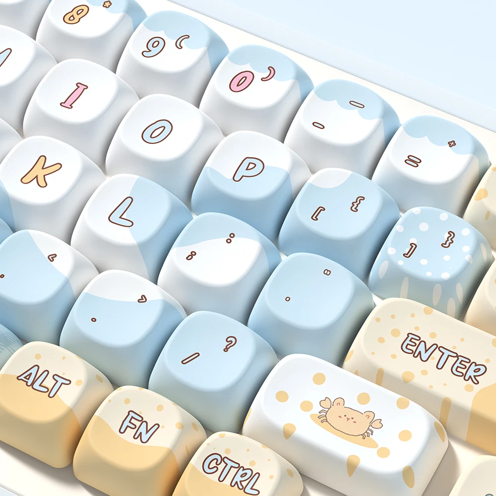 Imagem -04 - Tema Seaside Keycaps para Teclado Mecânico Perfil Mca Keycap Personalizado dos Desenhos Animados 7u e Iso Key Cap