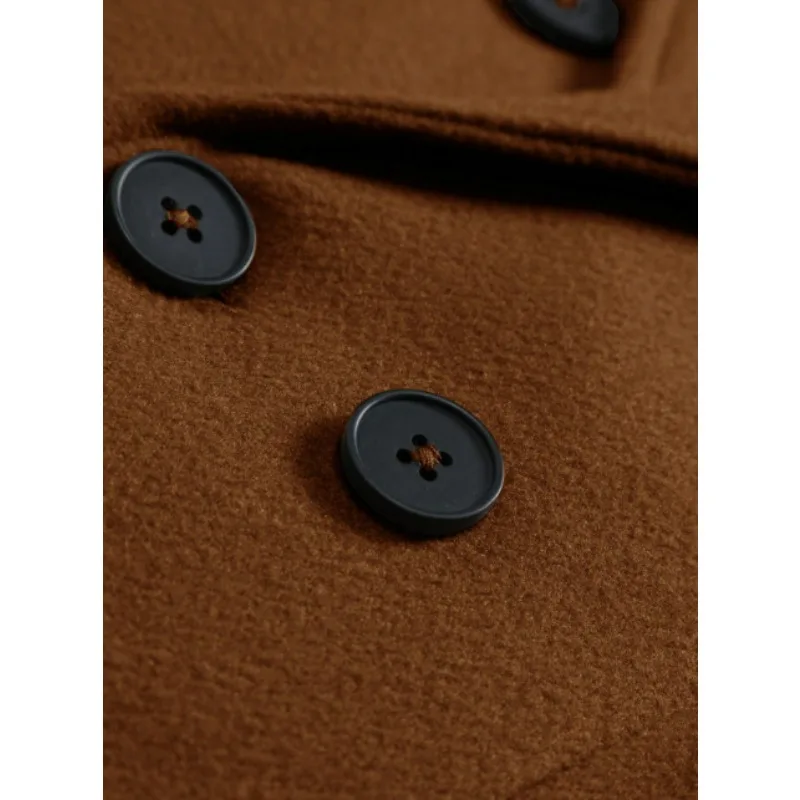KIDWHXR Herren-Mantel, Herbst-Winter, doppelreihige Jacke aus Wollmischgewebe, Herren, lange Ärmel, mit Taschen, mittellange Länge, lässige Herren-Oberbekleidung. – Detail 24