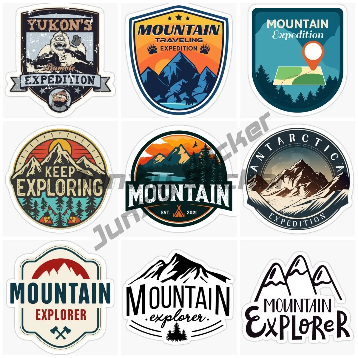 Mountain Expedition Automotive Vinyl Stickers, Exploration in The Forest, Tree Stickers, Computers, Laptops or Car Decorations