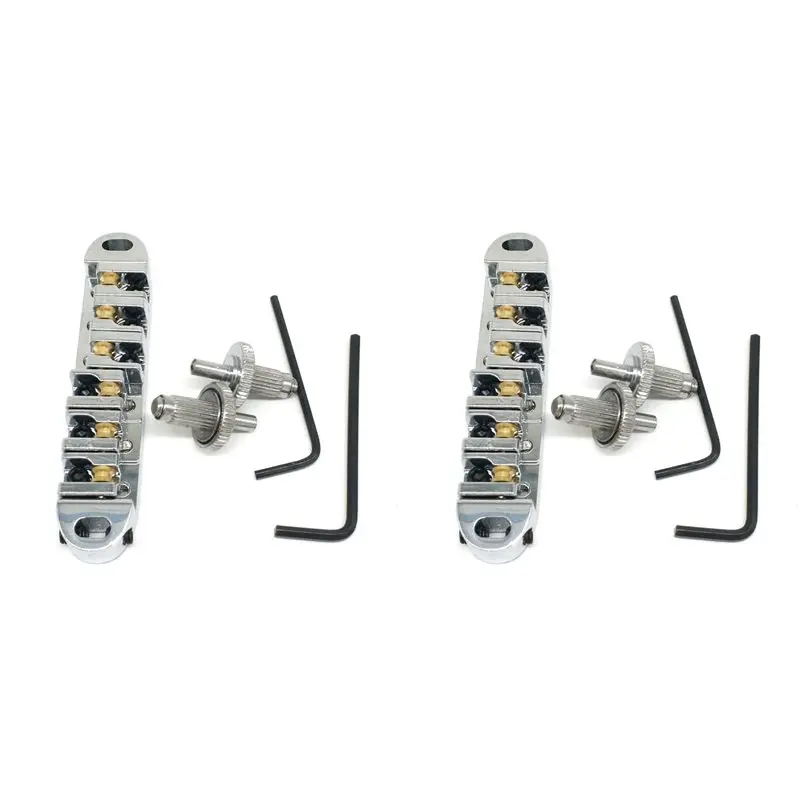 

【STOCK】4X Roller Saddle Guitar Bridge Roller Bridge Lp Ball Bridge Shangju 6 String Guitars Electric Guitar Accessories(Silver)