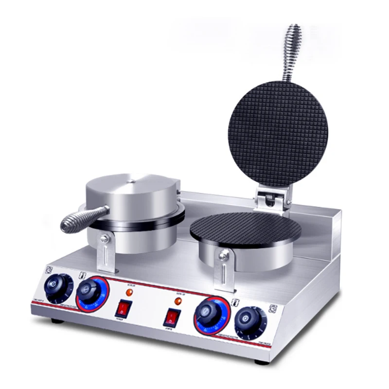 

Double Head Ice Cream Cone Making Machine Waffle Maker Electric Stainless Steel Ice Cream Crust Snack Meringue Waffle Cone Maker