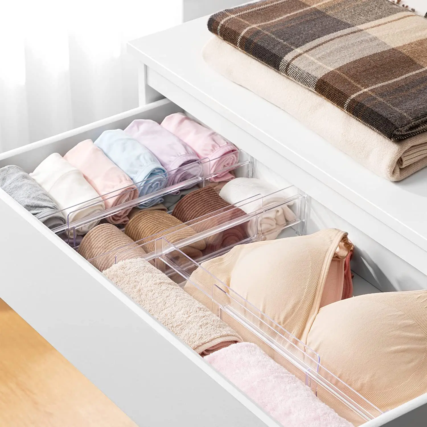 1/2pcs Drawer Storage Divider Kitchen Office Drawer Divider Adjustable Cabinet Clothing Storage Inside The Baffle Organizer image 2
