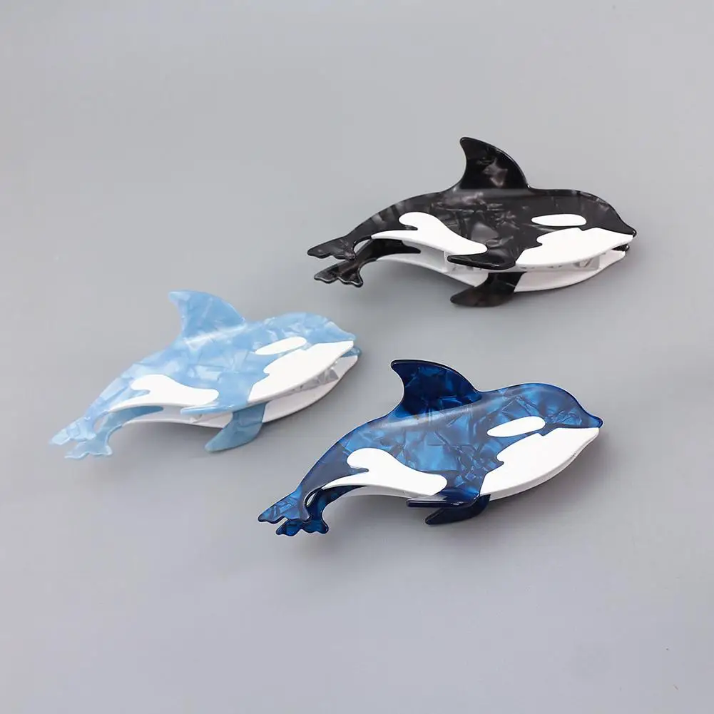 Pinces à cheveux requin marin de dessin animé, pince en acétate de baleine bleue, griffe de crabe, série océan, accessoires de diadème, cadeaux mignons