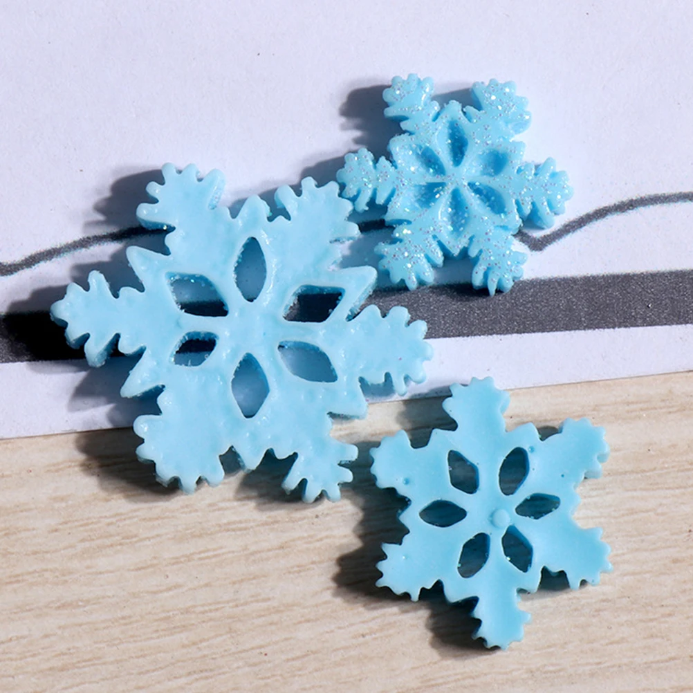

50Pcs DIY Mini Snowflake Resin Ornament Christmas Themed Craft Embellishment Decor for Wall Picture Frames Cards Mirrors Hats