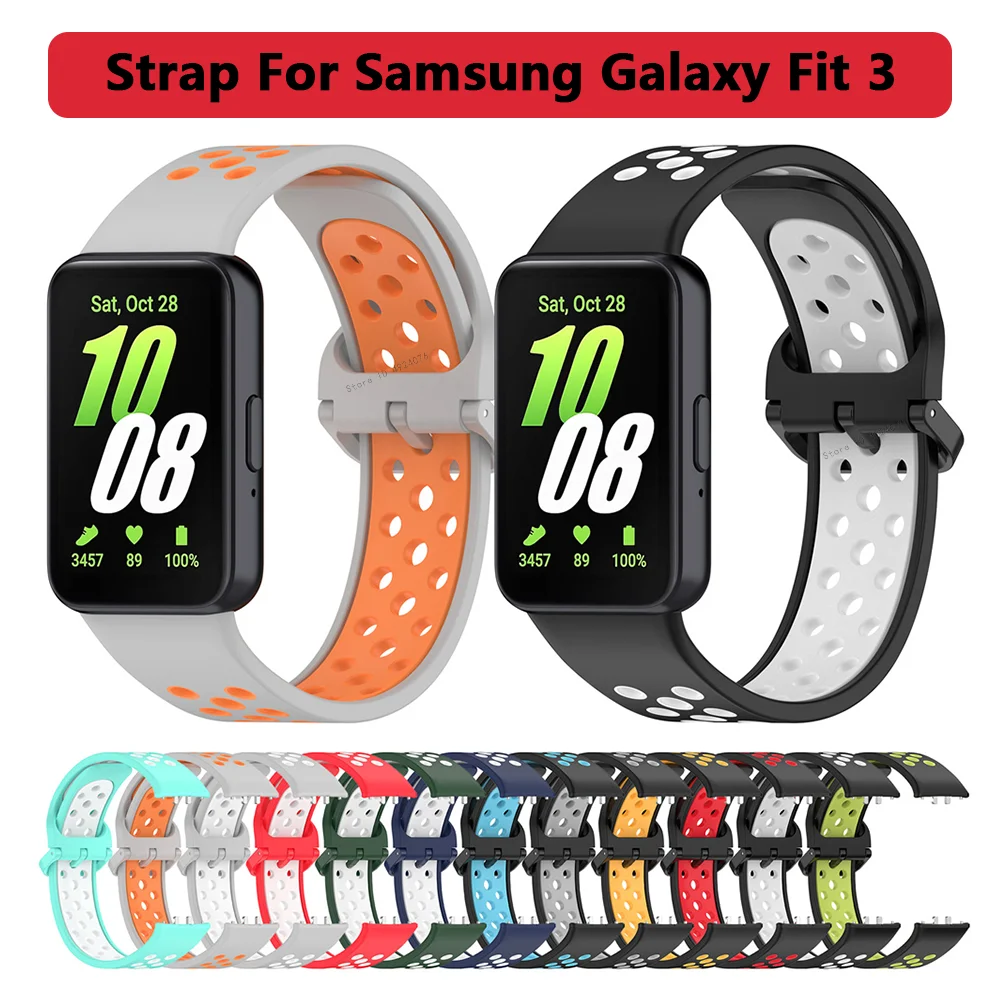 Silicone Strap For Samsung Galaxy Fit 3 Bracelet Replacement Sport Watchband For Samsung Galaxy Fit3 Bicolor Band Accessories