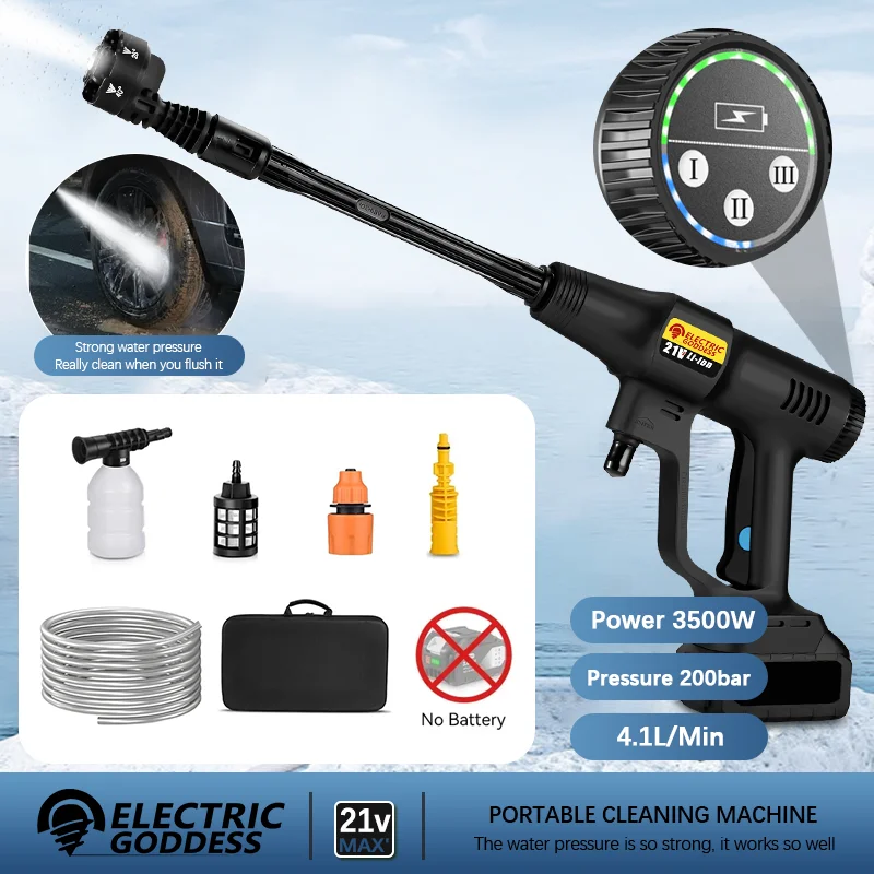 

3500W 200Bar Brushless Electric High Pressure Washer Cordless Efficient Car Garden Cleaning Spray Gun ToolFor Makita 18V Battery