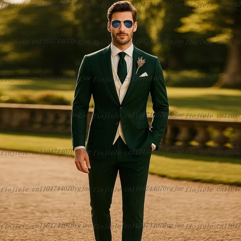 

Тёмно-зелёный и цвета слоновой кости мужской костюм для свадьбы, торжеств, деловых встреч, смокинг для жениха и шафера, индивидуальный пошив, комплект из 3 предметов: пиджак, жилет, брюки