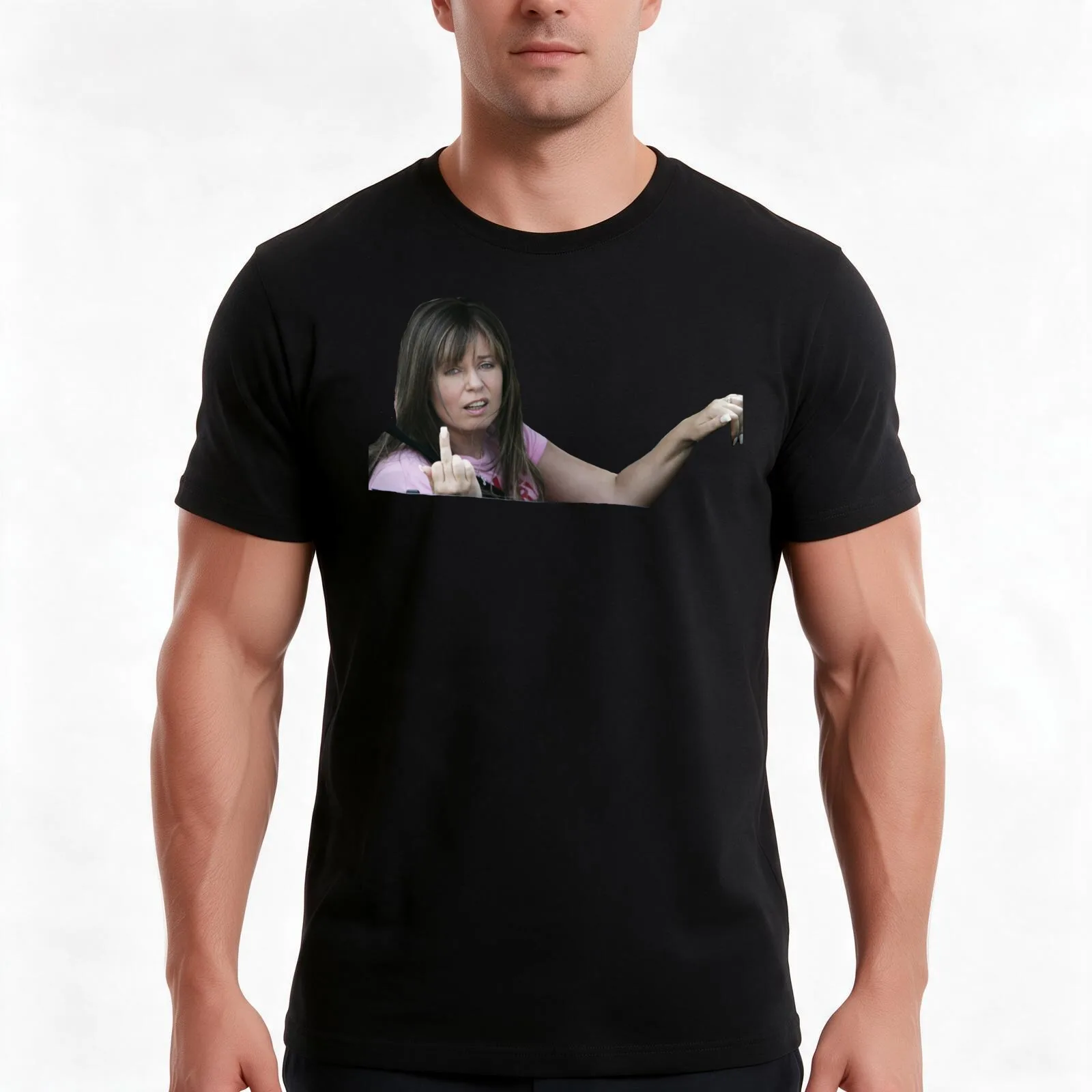 Kath and Kim: Kim Pulling the Finger T-Shirt, Summer Casual Cotton Tee, Oversized Streetwear Tops, Vintage Graphic Print