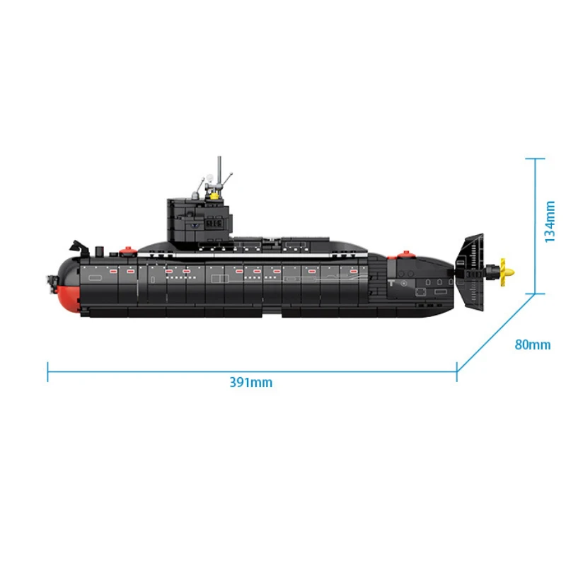 Military The Type 094 Strategic Nuclear Submarine Building Blocks Kit Classic Naval Vessels Ship War Boat Bricks Model Kids Toys