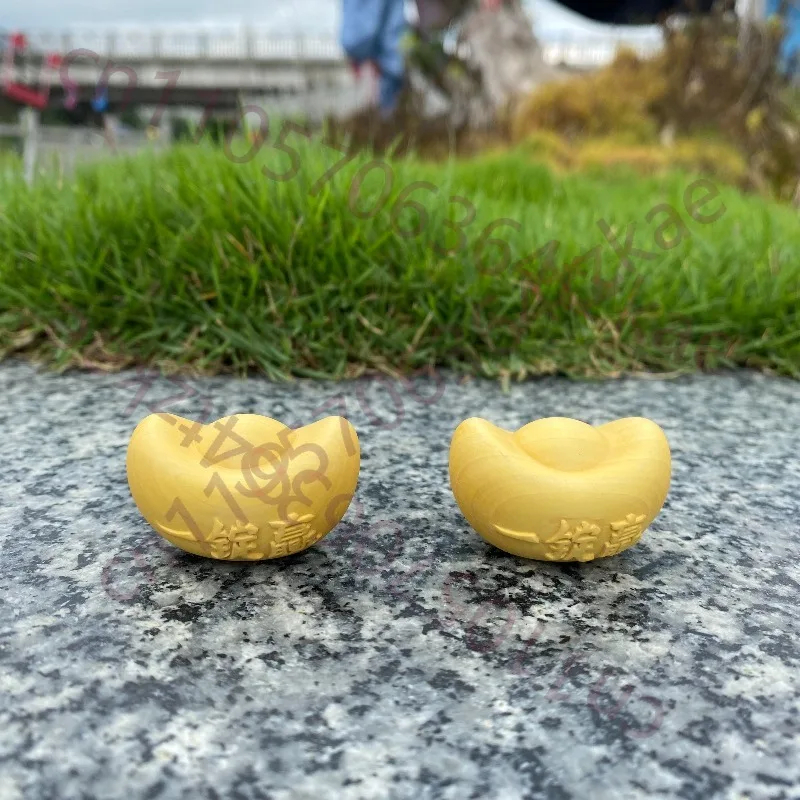 

Hand-Carved Boxwood YuanBao Ingot - 1.57" Wealth Amulet Figurine, Wooden Collectible, Lucky Charm, Birthday Gift, Home