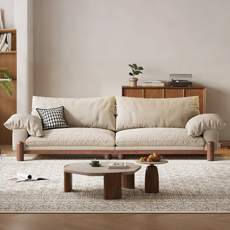 

120cm-380cm Middle ancient style fabric art living room sofas Solid wood modern king-size Sofa hotel furniture comfortable couch