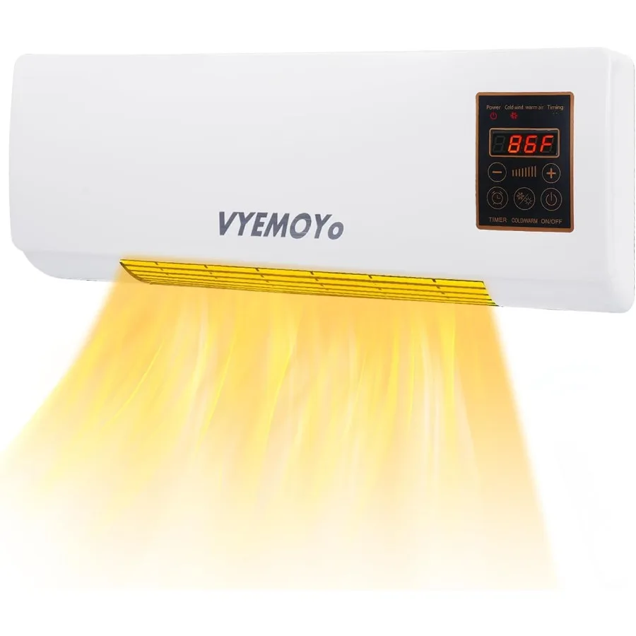 

Electric wall space heater for indoor use 1400W fast heating large room 6H timer office bathroom with overheat protection featu