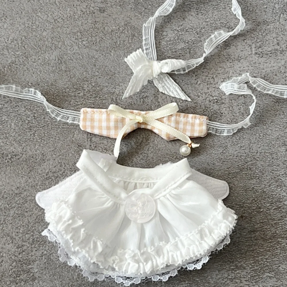 

Clothes Strap Dress 10cm Cotton Doll Clothes Suit Lovely Doll Clothes Outfit White Bow Knot Doll Dress Up Set Children's Gift