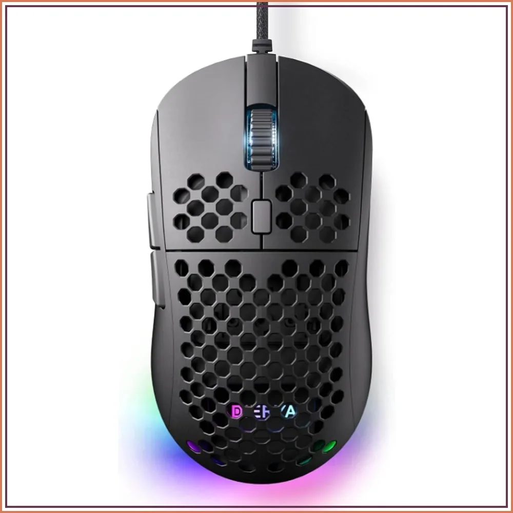 Ultra-Light 75g Wired Gaming Mouse, 12800DPI Optical Sensor, 6 Programmable Buttons, RGB Lighting for PC Gamers