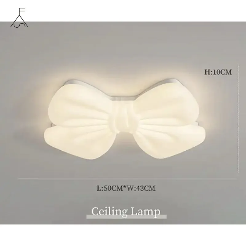 Nordic Little Girl Bedroom Chandeliers White Bow Dining Table Lamp Modern Minimalist Princess Room Children's Bedroom Chandelier