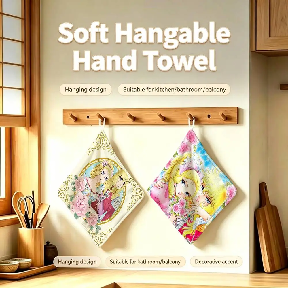 Anime L-Lady O-Oscar The R-Rose Of V-Versailles Household Hanging Towel Polyester Cotton Hand Wiping Towel For Bathroom Bedroom