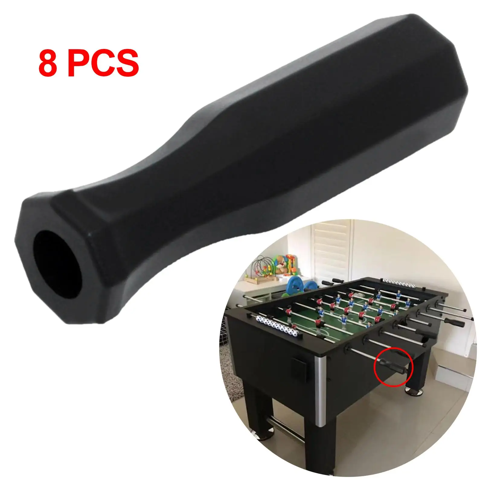 8 Pcs Foosball Handle Grips 5/8 inch Foosball Rods Black Replacement