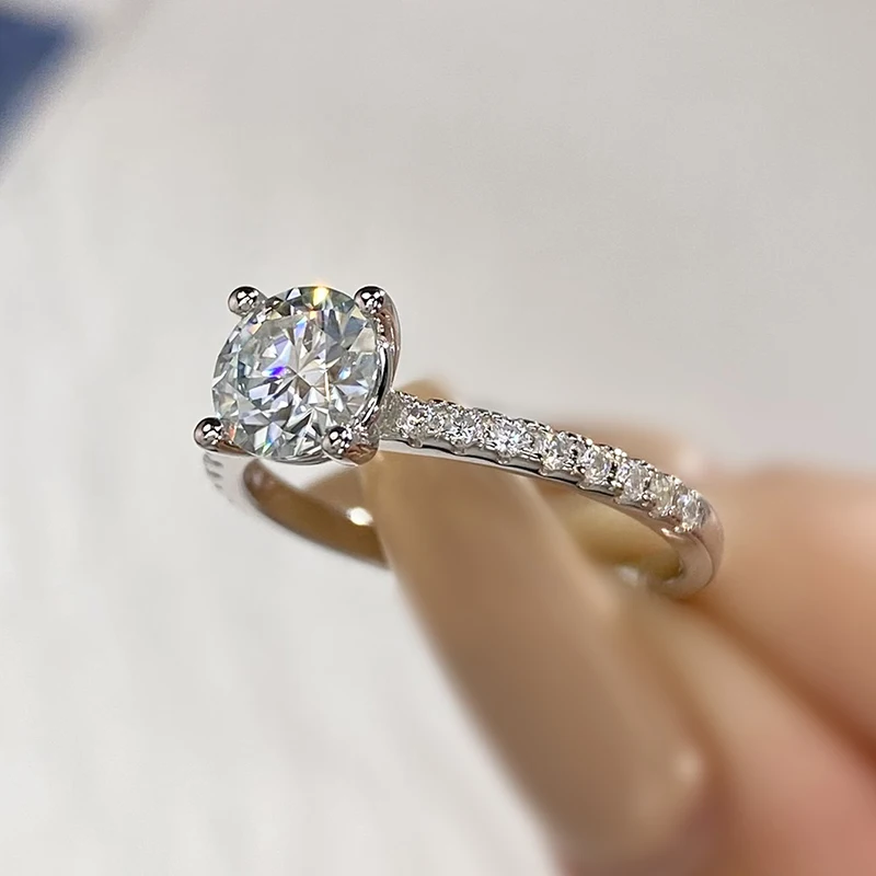DW Sparkling 1-5ct Big Moissanite Diamond Rings for Women Solitaire Genuine 925 Sterling Silver Designer Luxury Wedding Jewelry