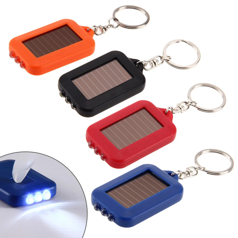 Solar LED Keychain Flashlight Solar Charging Emergency Light Mini Flashlight Small Torch Pocket Keychain Lights