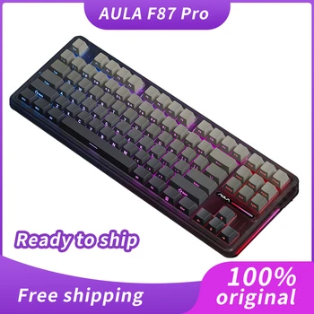 AULA F87 프로 기계식 키보드, 무선 USB 블루투스 트라이 모드 87 키, RGB Pbt 개스킷, 노트북 게이머 PC 게이밍 키보드, 정품  Best5