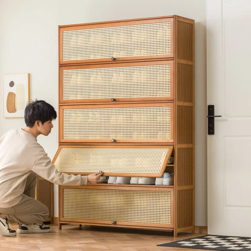 

Imitation rattan woven shoe cabinet, simple shoe rack at the door of the home, economical, good-looking indoors premium