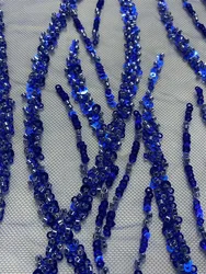 African Groom Sequins Lace Fabric High Quality Beads Embroidery French Tulle Lace Nigerian Wedding Material DPW-2532